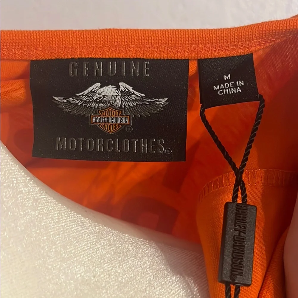 NWT Harley-Davidson Orange Longsleeve Henley Shirt with Button front Sz M - Picture 11 of 11